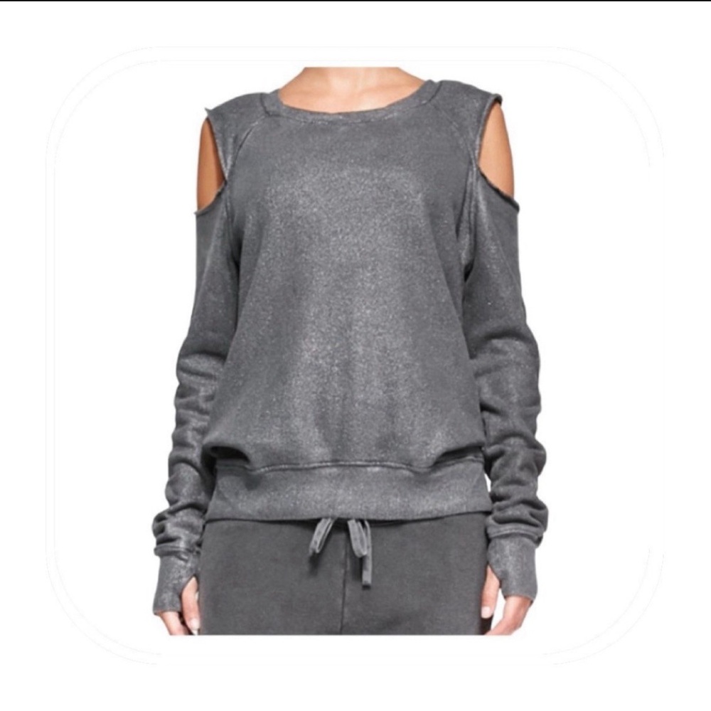 Pam & Gela M shimmery grey cold shoulder sweatshirt - Picture 12 of 12